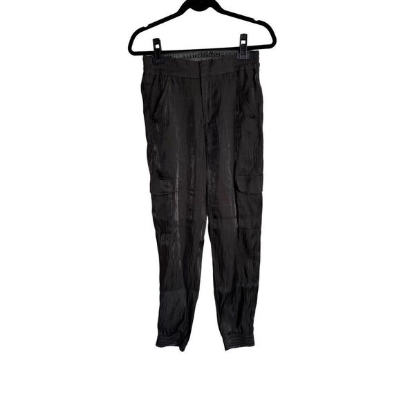Anthropologie Pants Womens Size XS Charcoal Gray Shimmer Jogger Cargo Utility - Picture 1 of 12